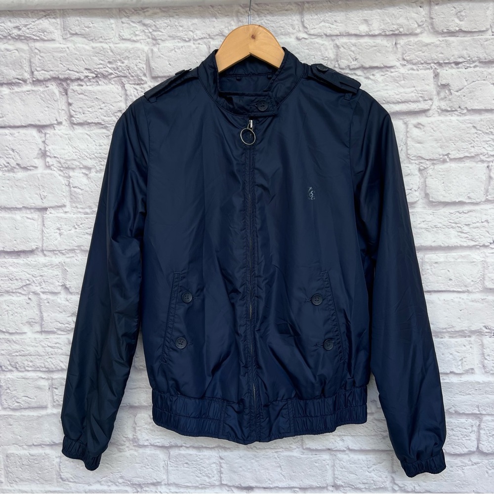 Levi Strauss & Co Windbreaker Jacket Navy Medium Nylon Lined O-Ring Zipper